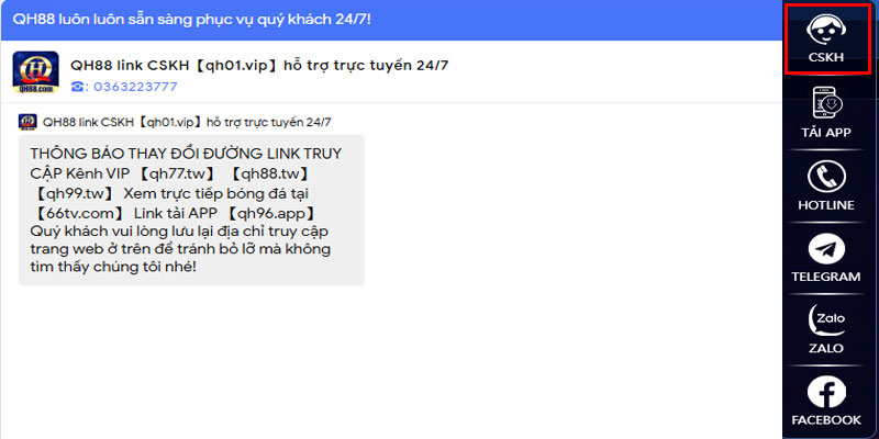 Liên hệ CSKH QH88 để được hỗ trợ mở lại tài khoản